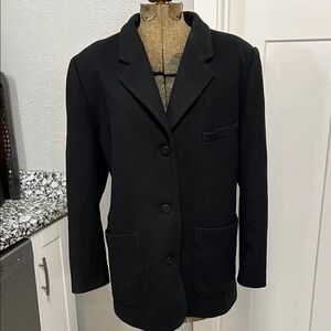 VINTAGE 90’s EDDIE BAUER WOOL WOMENS BLACK PEA COAT  BLAZER SIZE MEDIUM